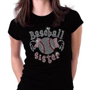 Baseball Sister Pigtails Rhinestone Shirt