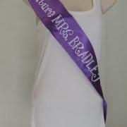 Custom Future Mrs. 2 Rhinestone Bachelorette Sash - Purple with Crystal Rhinestones