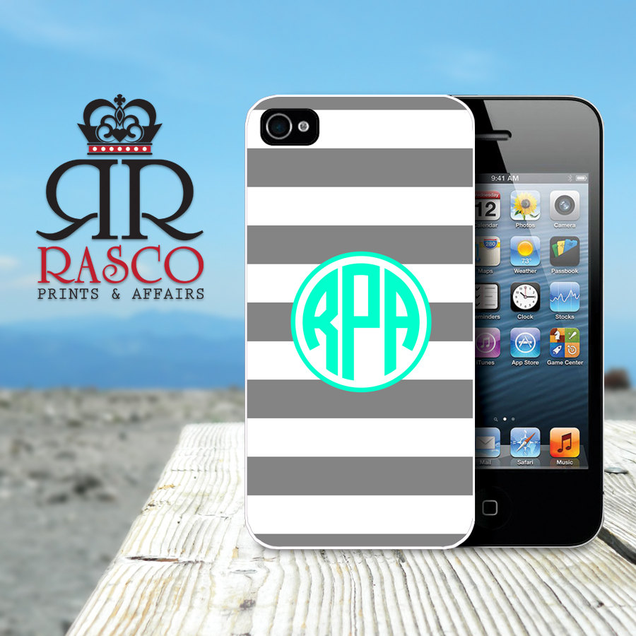 Iphone 4 Case, Iphone 4s Case, Personalized Iphone Case, Monogram Iphone Case, Stripes Iphone Case, Green Iphone Case (84)