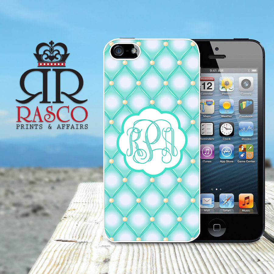 iPhone 5 Case, Personalized iPhone Case, Monogram iPhone Case, Tufted iPhone Case, Ornate iPhone Case, Green iPhone Case (83)