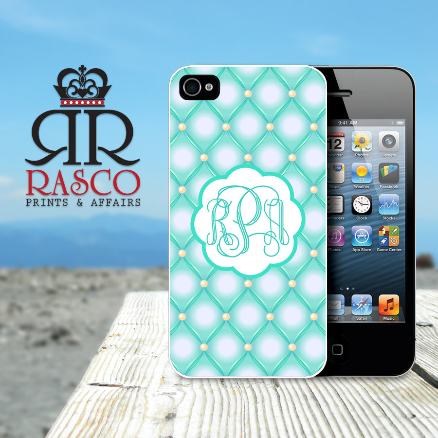 iPhone 4 Case, iPhone 4s Case, Personalized iPhone Case, Monogram iPhone Case, Tufted iPhone Case, Green iPhone Case (83)