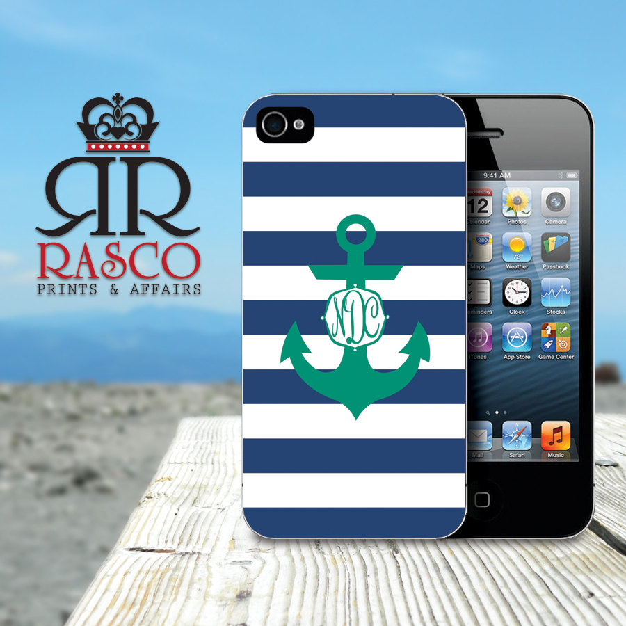 Personalized iPhone Case, iPhone Case, iPhone 4 Case, iPhone 4s Case, Nautical iPhone Case, Anchor iPhone Case (50)