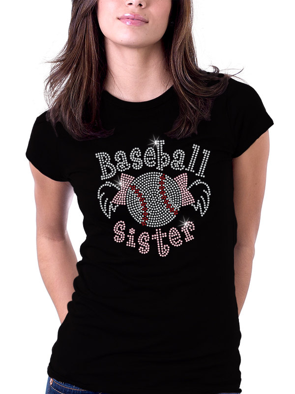 Baseball Sister Pigtails Rhinestone Shirt