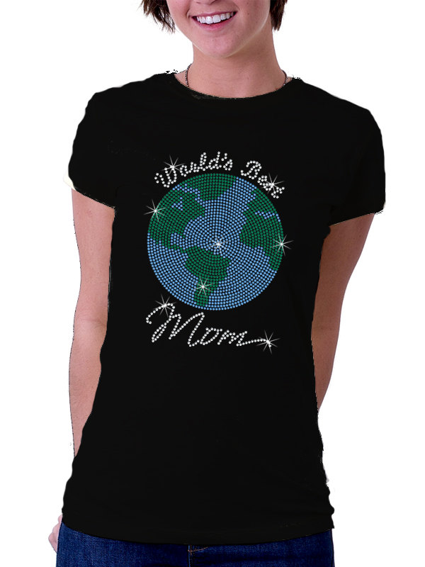 Mother's Day Gift - World's Mom Rhinestone Shirt